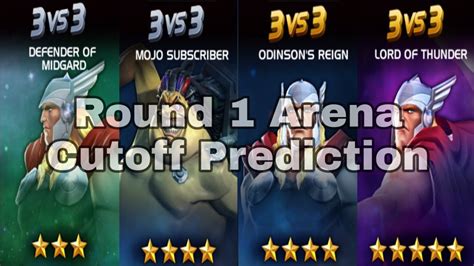 arena cutoff mcoc|mcoc arena cutoff prediction.